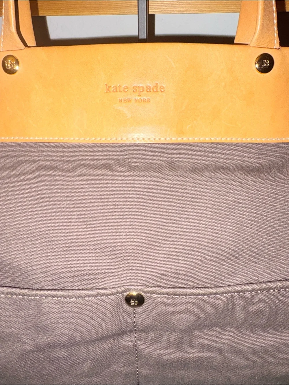 Vintage Y2K Kate Spade Brown Canvas & Vachetta Leather Tote